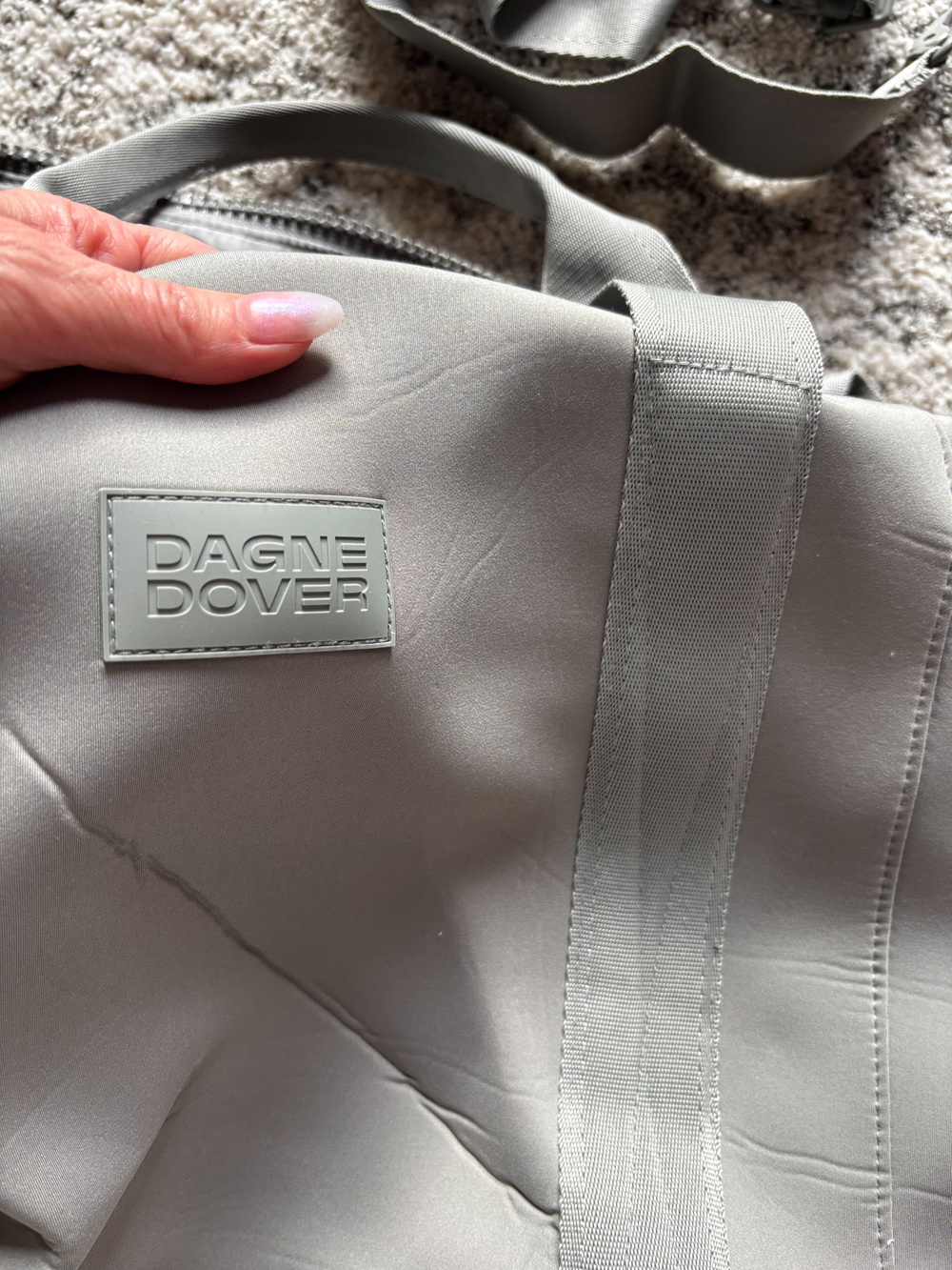 Dagne Dover Neoprene Tote Bag Gray Large Zip Top